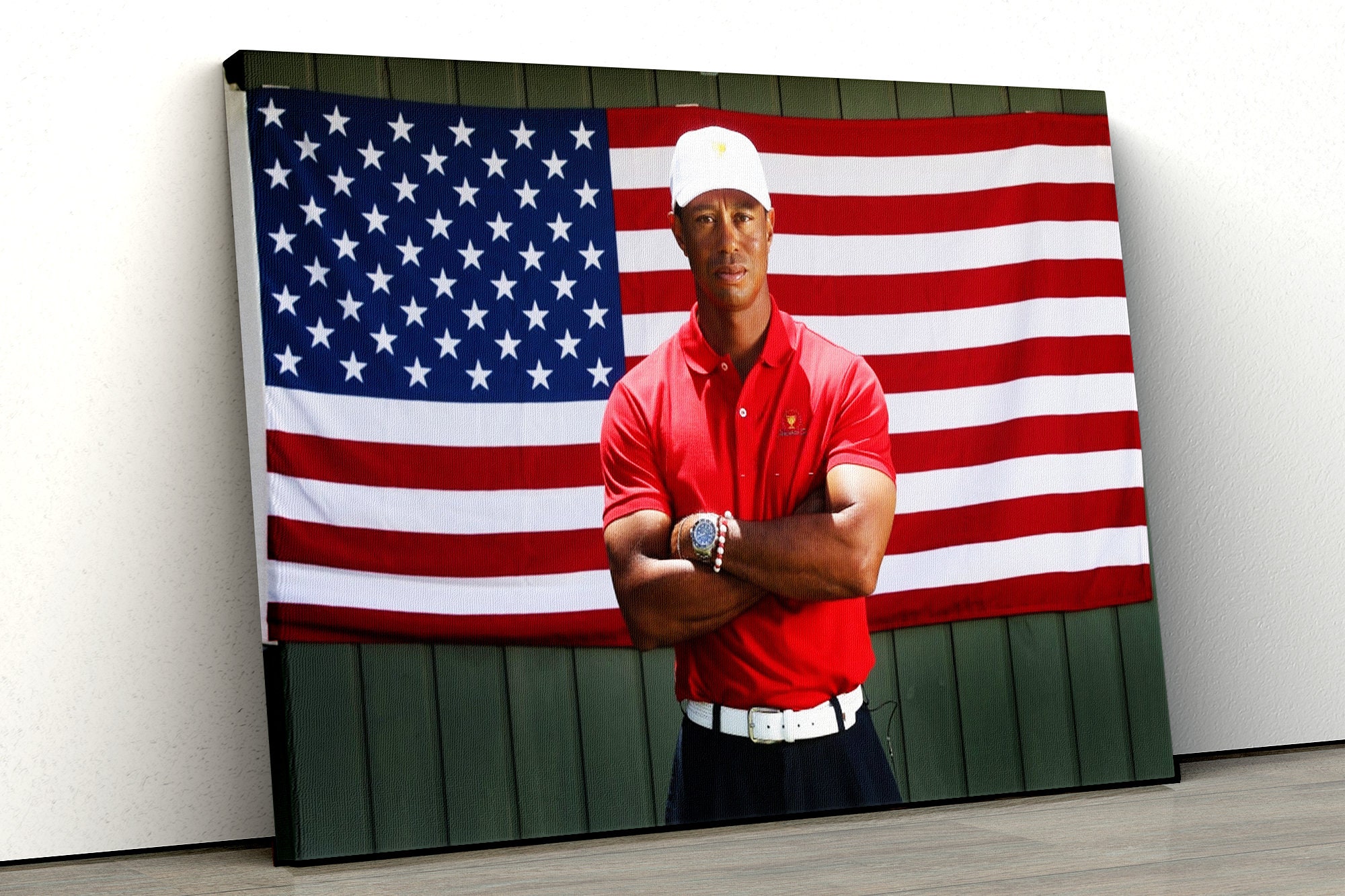 USA Flag Tiger Woods Canvas Wall Art Tiger Woods Poster Etsy