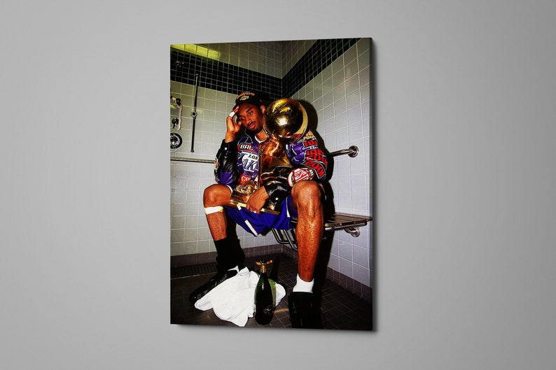 Kobe Bryant Celebration with Trophies in Bathroom Canvas Wall | Etsy