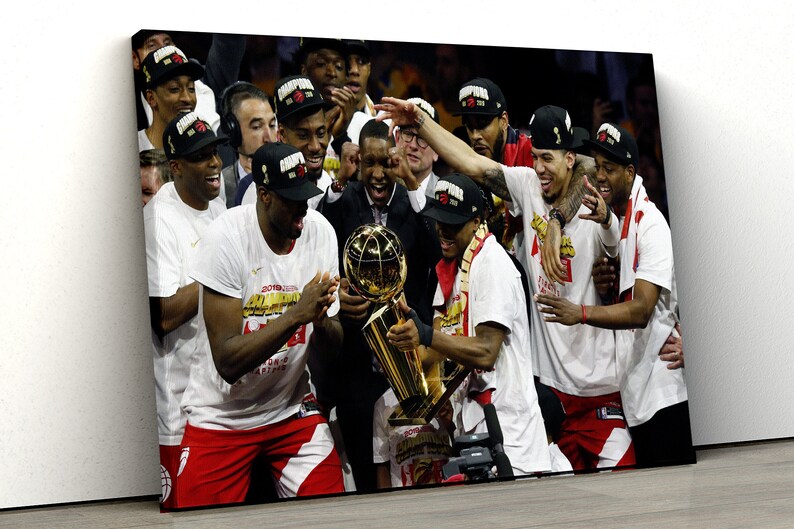 Toronto Raptors With the NBL trophy Canvas Wall Art Etsy