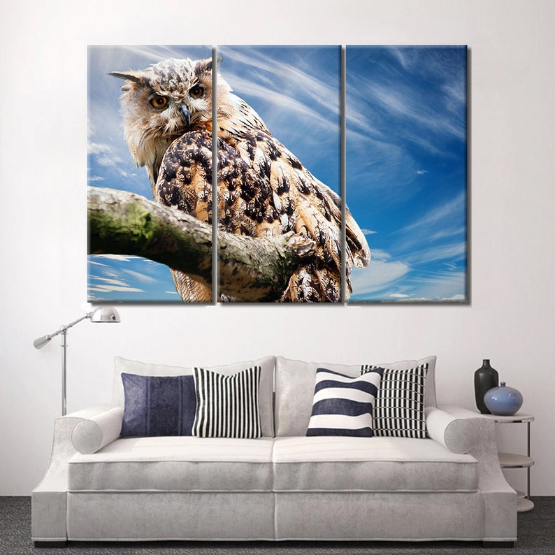 The Predator Owl Canvas Wall Art Tree Birds Jungle Birds | Etsy