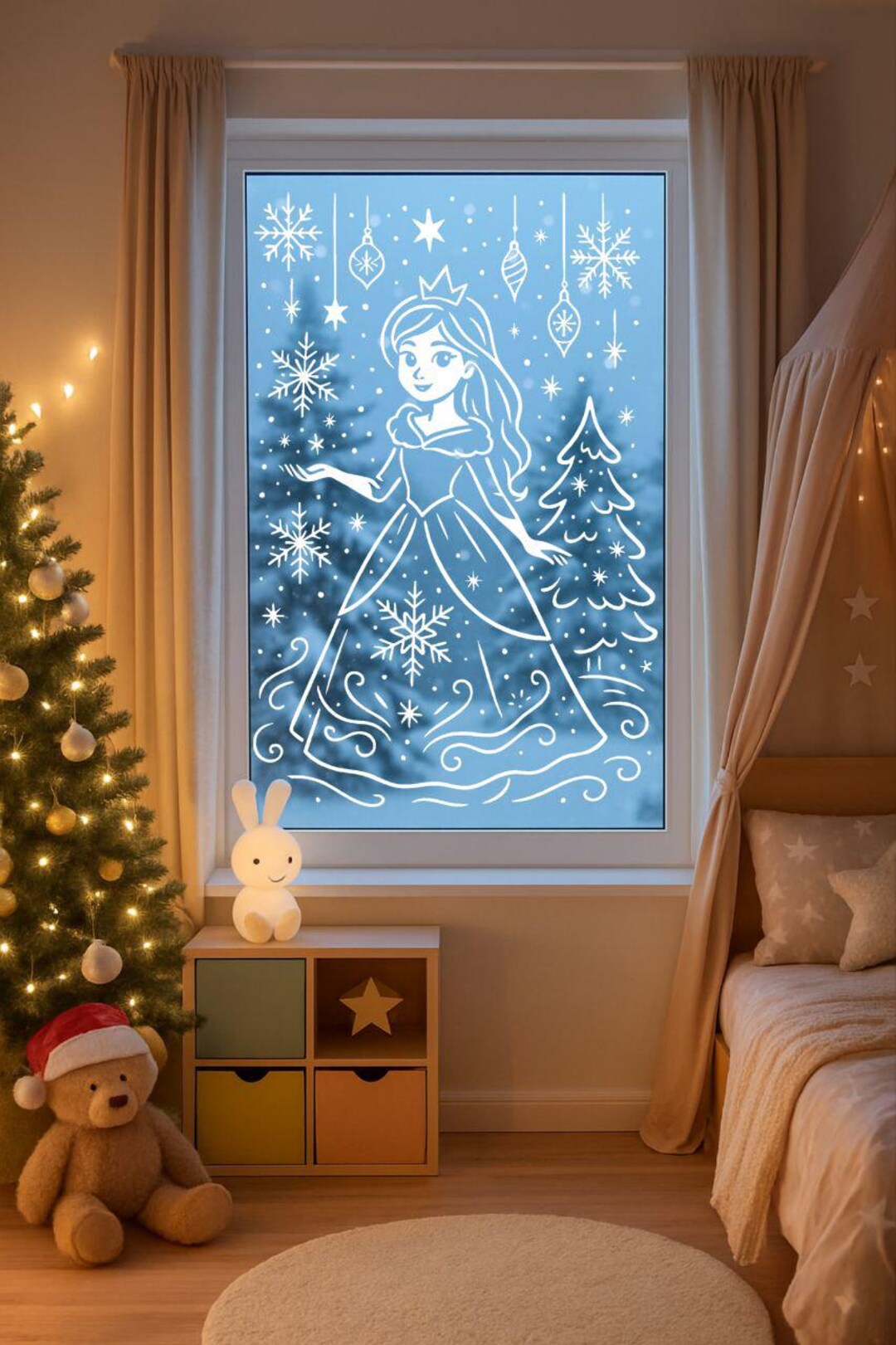 Princess Window Gate Vector Princess Christmas Window Stencil | Large Fairy Tale Girl Template ...