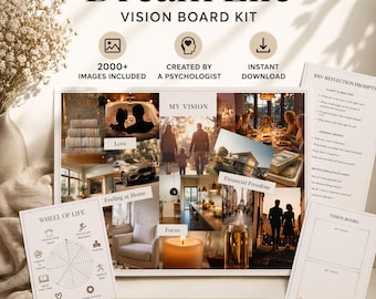 Vision Board Kit | Manifestation Planner, Dream Life Goals (PDF Download)