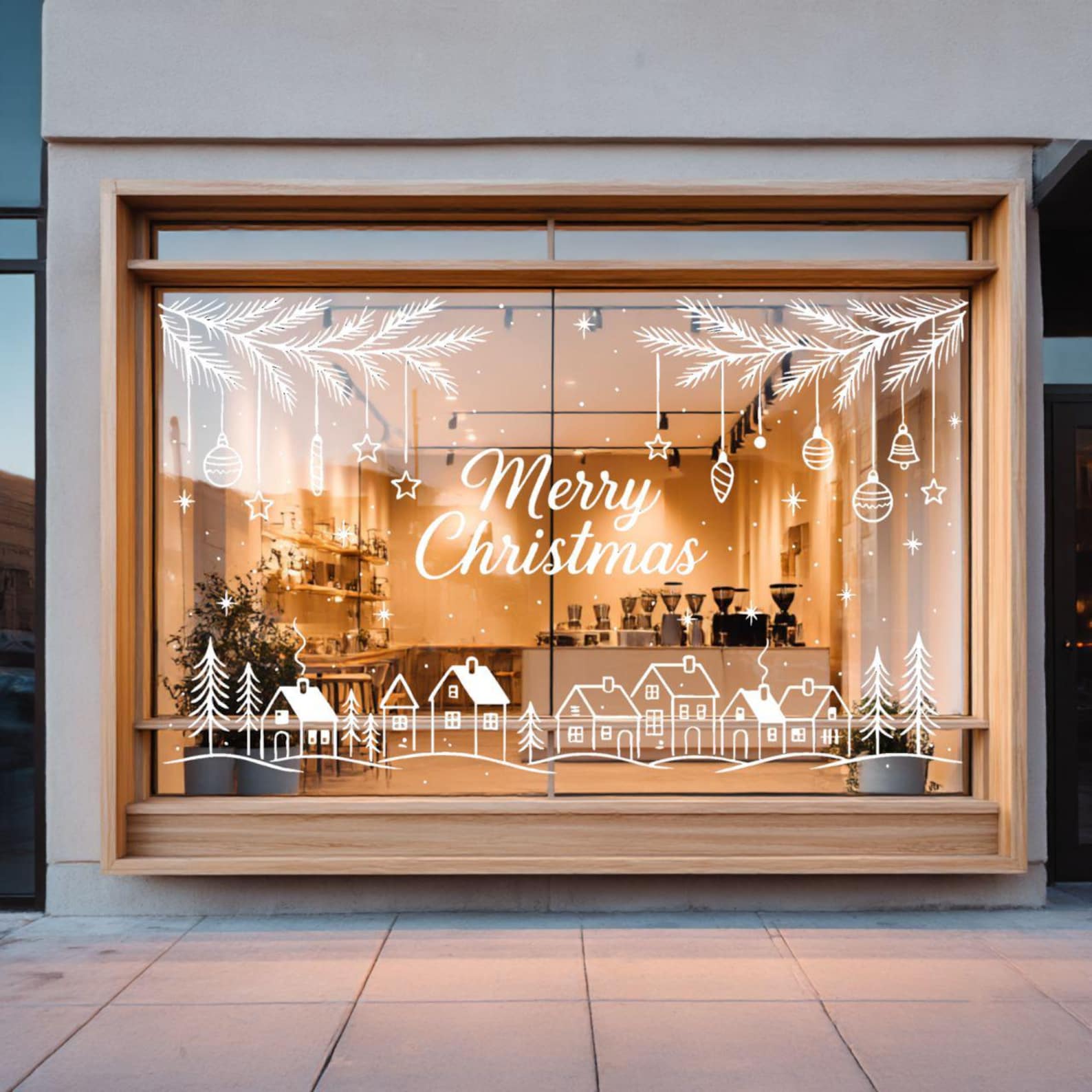 Merry Christmas Window Stencil | Business Holiday Decor (PNG PDF SVG ...
