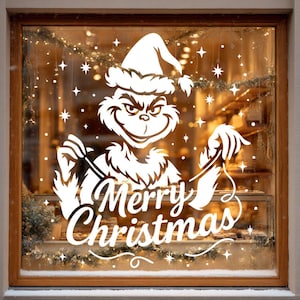 Set di stencil per finestre natalizie / Tracciamento di personaggi delle feste (PNG PDF SVG)