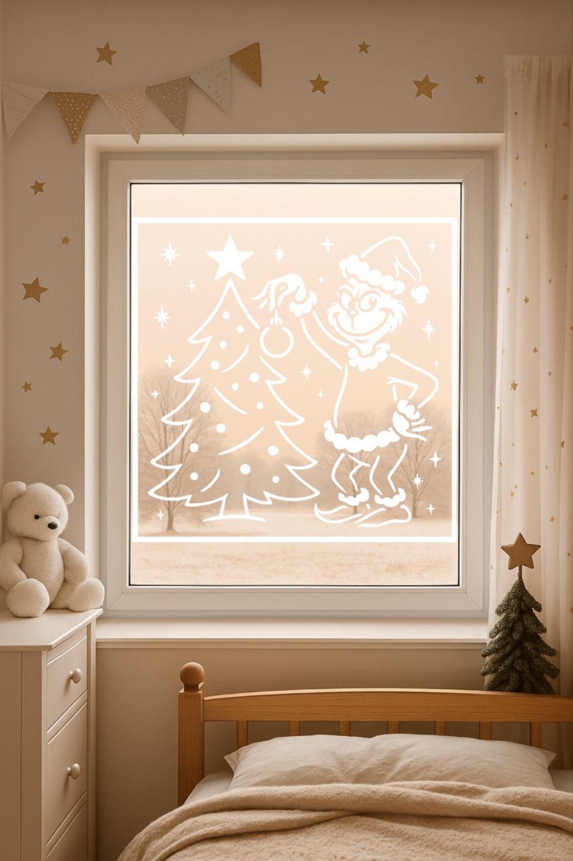 Christmas Window Stencil Set Holiday Character Tracing (PNG PDF SVG