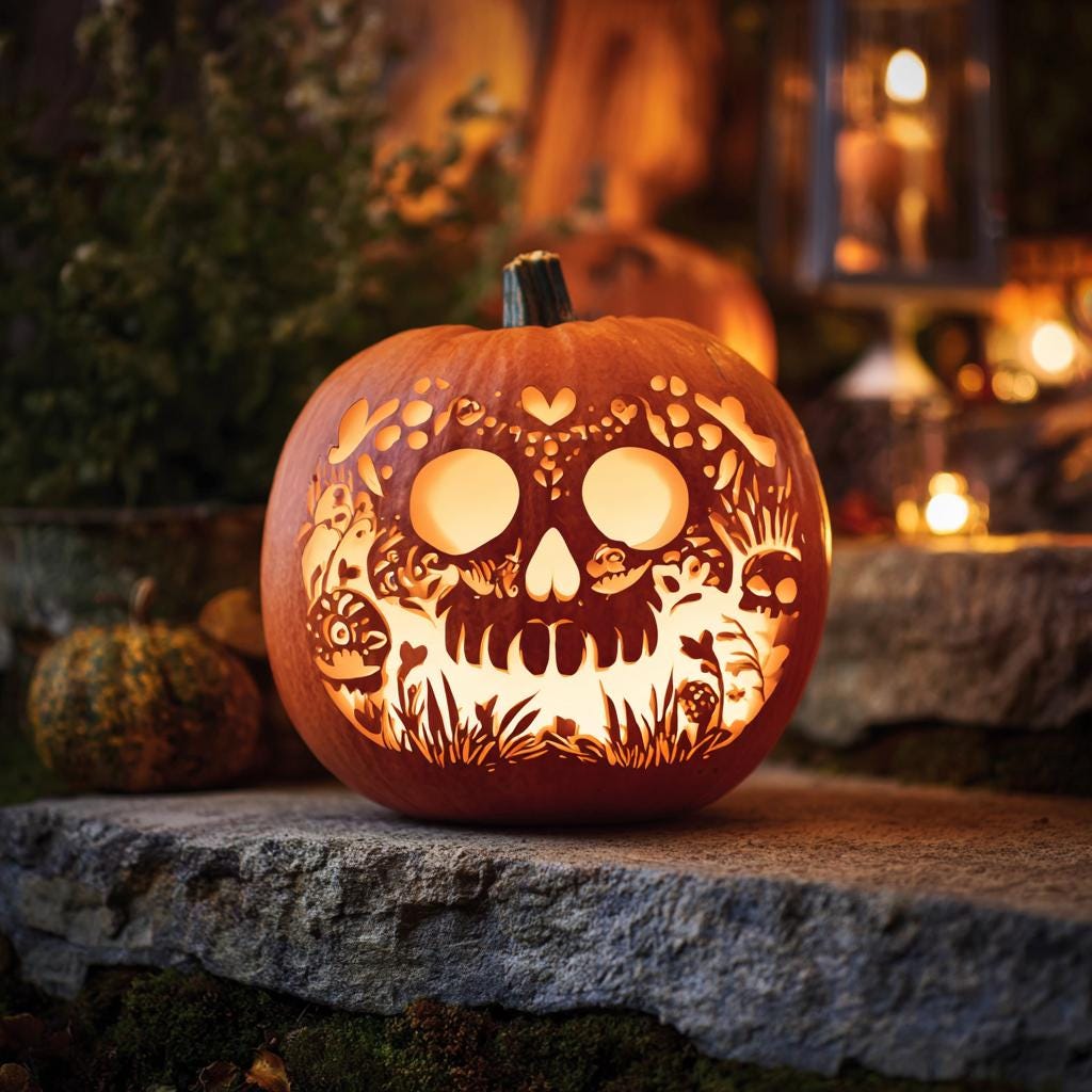 上級レベルのハロウィンかぼちゃ彫刻ステンシル：不気味なゴシックデザイン（PNG、PDF、SVG） - Etsy 日本, image size:1024x1024