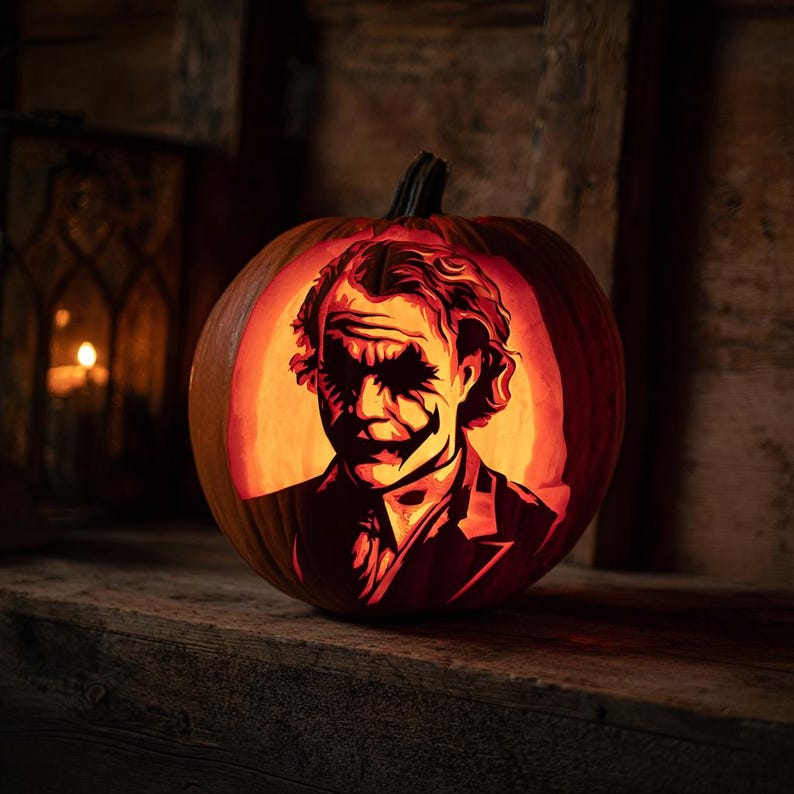Joker Pumpkin Carving Stencil Set Halloween DIY Templates (digital