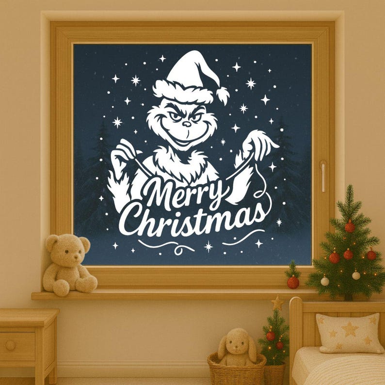 Christmas Window Stencil Set | Holiday Character Tracing (PNG PDF SVG ...