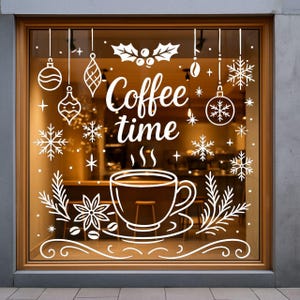 Produktbild von Individuelles Coffee-Shop-Fensterschild – Öffnungszeiten Nach Wunsch, Selbstklebend