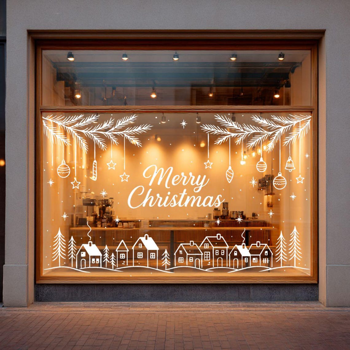 Merry Christmas Window Stencil | Business Holiday Decor (PNG PDF SVG ...