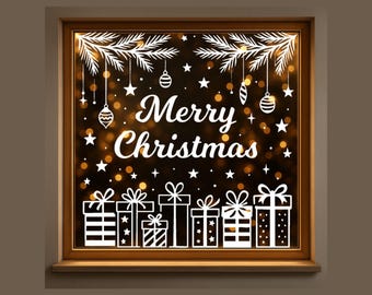 Weihnachtsfenster-Schablone | Vorlage für Festtagsdeko (Digitaler Download)