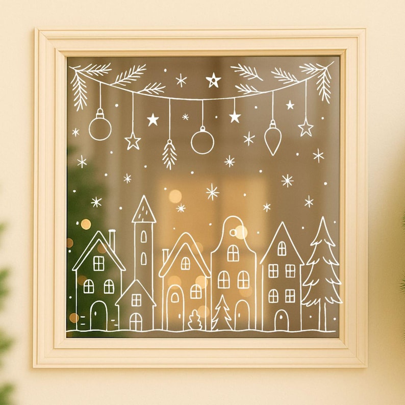 Christmas Window Stencil – Winter Village Template (digital Download ...