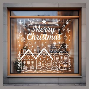 Weihnachtsfenster-Schablone | Festliche Café-Dekoration (PNG, PDF, SVG)