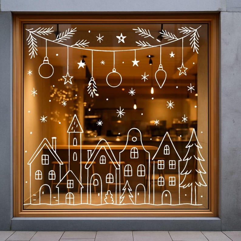 Christmas Window Stencil – Winter Village Template (digital Download ...