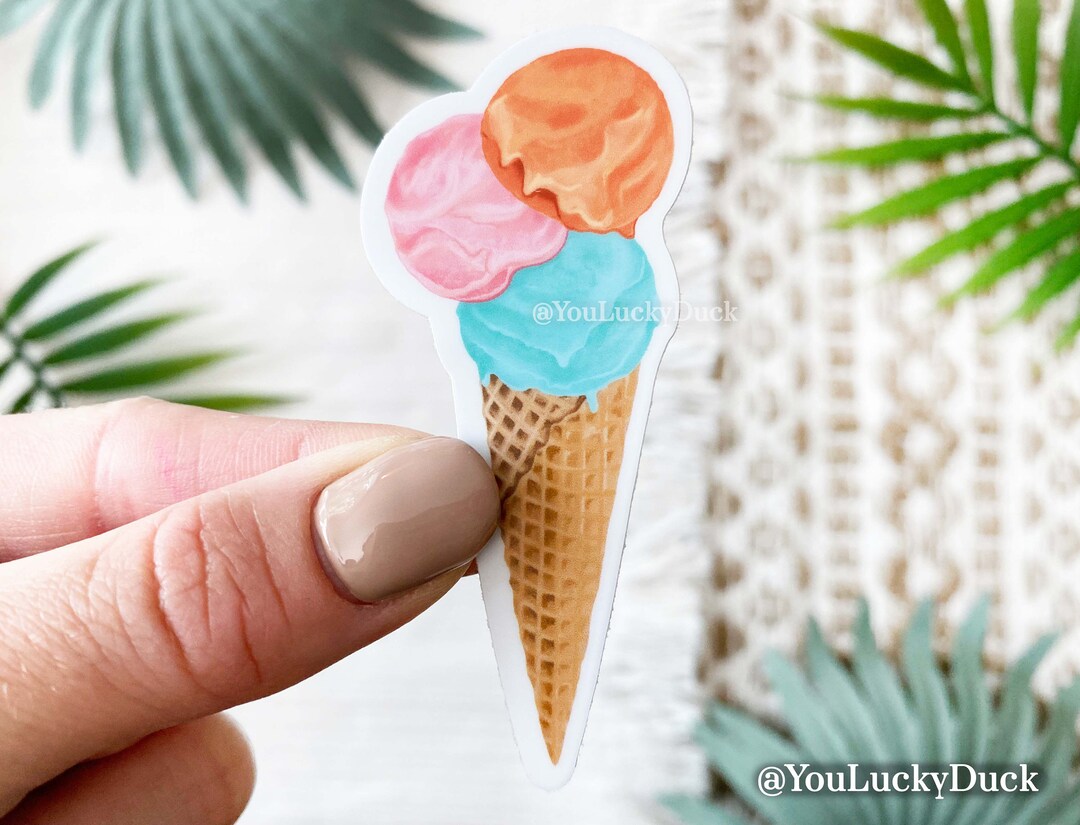 Ice Cream Colored Waterproof Sticker Ice Cream Tri Color Scoop Matte