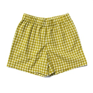 Gingham High Waist Shorts, Checkered, Plaid, 100% Cotton, Made in the USA