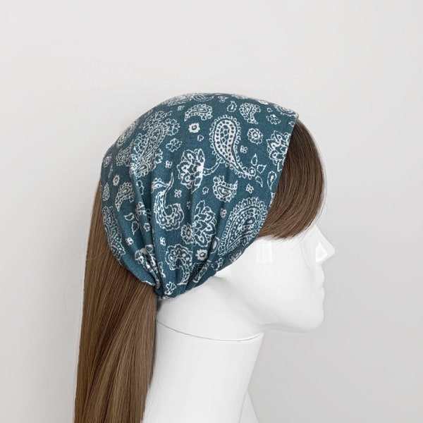 Paisley Wide Headband - Hair Scarf, Bandanas, Wide Hairbands for Women and Men - Hippie Bandana, Hair Wrap, Elastic Headbands, Head Band