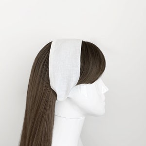 White Linen Headband - Hair Scarf, Bandanas, Wide Hairbands - Women&#39;s Hair accessories, Hair Wrap, Minimalist for Thick Thin Hair