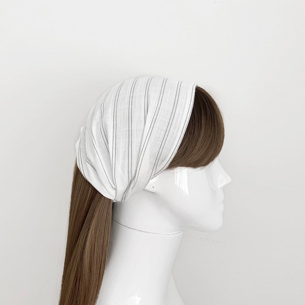 Linen Cotton Wide Headband - Hair Scarf, Bandanas, Hairbands - Women's Hair accessories, Gift, Hair Wrap, Minimalist for Thick Thin Hair