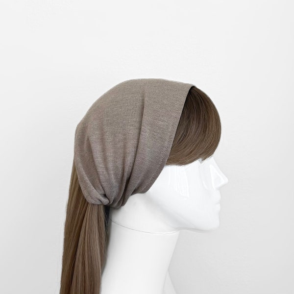 Neutral Mocha Wide Headband - Soft stretch fabric, Hair Scarf, Bandanas, Wide Hairbands - Women's Hair accessories, Gift, Hair Wrap