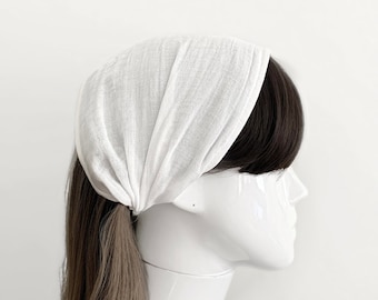 Organic Cotton Gauze Wide Headband - Hair Scarf, Bandanas, Hairbands for Women - Headwear, Hair Wrap, Head Band, Minimalist - Lightweight