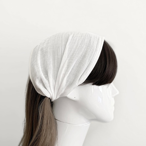 Organic Cotton Gauze Wide Headband - Hair Scarf, Bandanas, Hairbands for Women - Headwear, Hair Wrap, Head Band, Minimalist - Lightweight