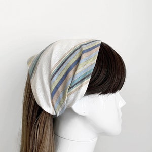 Wide Headband - Linen Cotton with Metallic Threading, Lightweight, , Wide Hairbands, Hippie Headbands, Headwear, Hair Wrap Boho