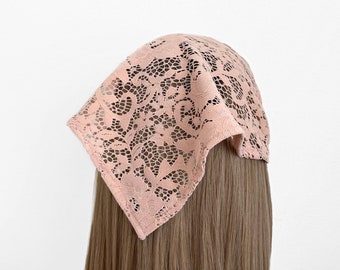 Velvet Lace Sheer Triangle Headband - Head Scarf, Wrap Elastic Headband, Kercheif, Hair Scarf, Hair Wrap,  Hair Accessories
