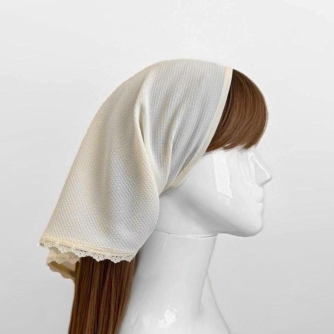 Antique Lace Head Scarf No Flaws Vintage Lolita Head Scarf Triangle Lace Embroidered Scarf  main image 4