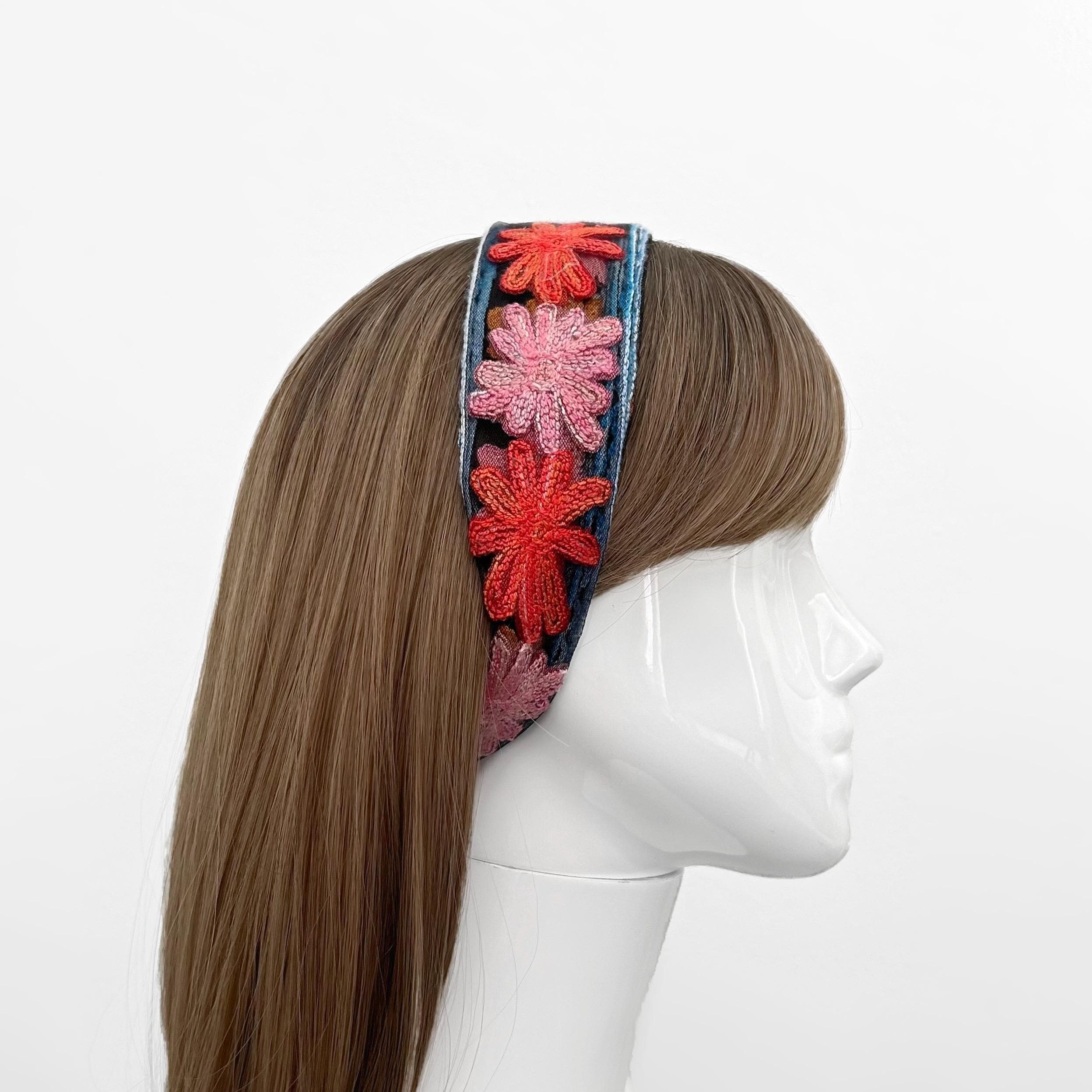 Boho Floral Lace Romantic Headband Black silver floral shabby chic lace headband – ShariRose main image 4