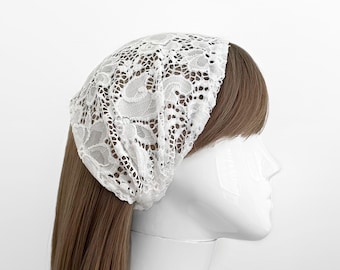White Lace Wide Headband - Floral Lacey, Boho, Bridal, Women’s Hair Accessory