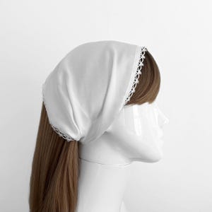 White Silk Wide Headband - Hair Scarf, Bandanas, Wide Hairbands Hair Accessories, Hair Wrap, Minimalist for Thick Thin Hair