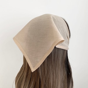 Cotton Gauze Triangle Headband - Sheer Head Scarf, Wrap Elastic Headband, Kercheif, Hair Scarf, Hair Wrap, Women's Hair Accessories