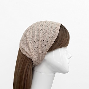 Diadema ancha de punto beige - Boho, indie, pañuelo elástico para el pelo, accesorio para el pelo para mujer