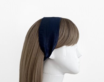 Cotton Self Tie Hairband Retro Reversible Rockabilly Blue  display picture 3