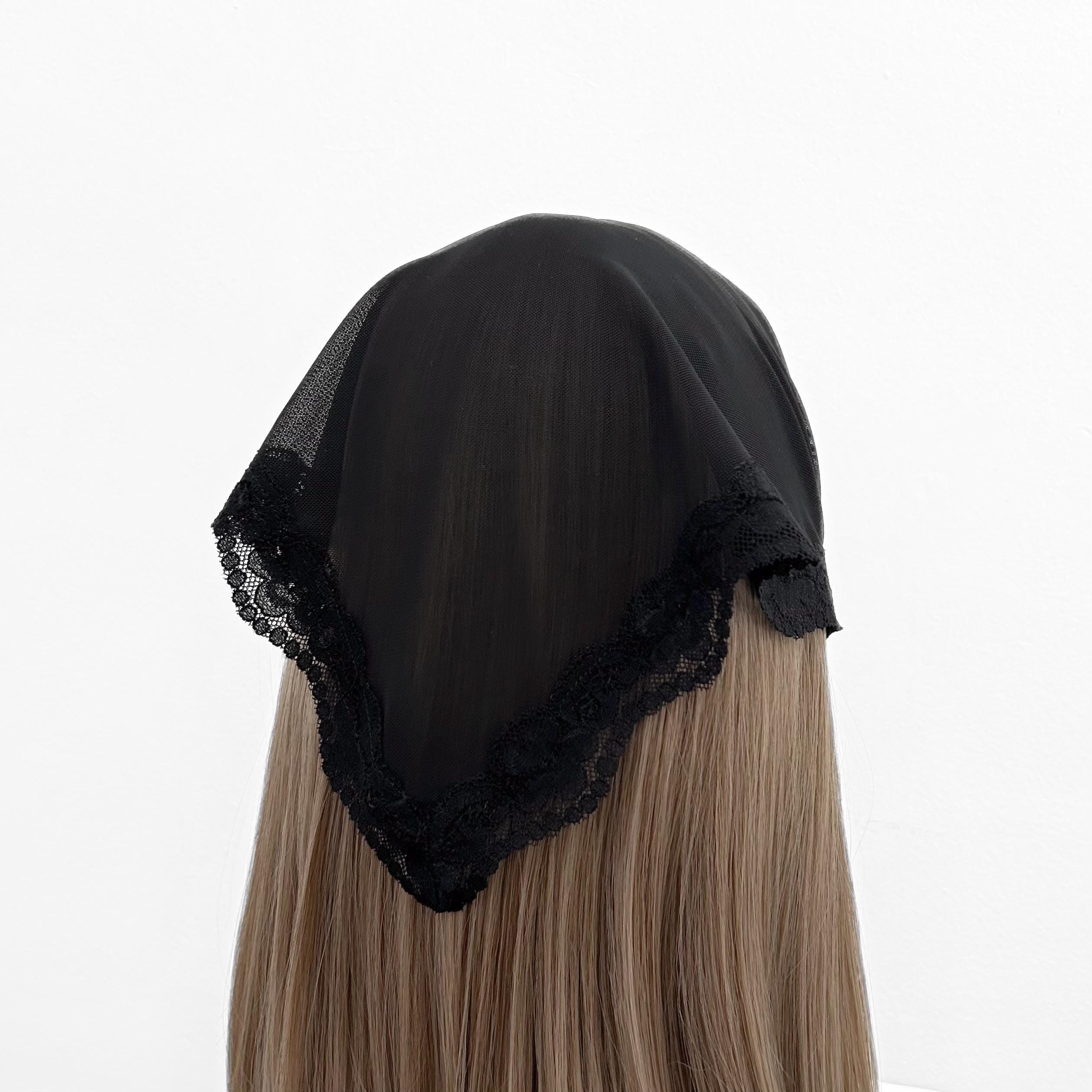 Elegant Black Mesh Hair Scarf meshscarfblackwrap_df00fbd3-  main image 2