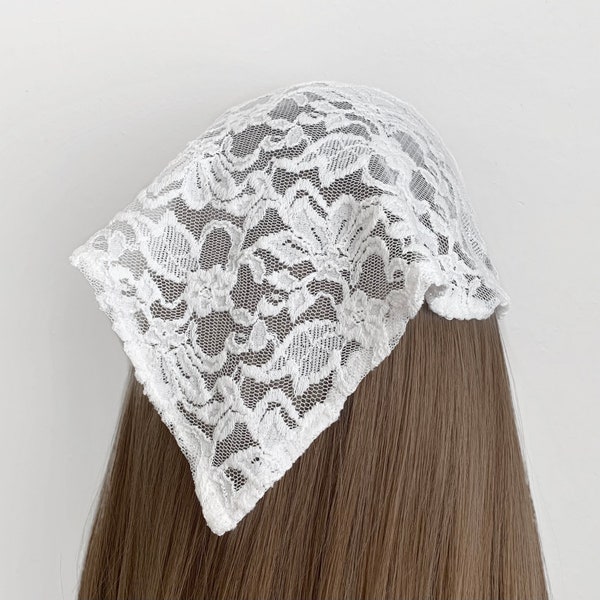 Lace Sheer Triangle Headband - Head Scarf, Wrap Elastic Headband, Kercheif, Hair Scarf, Hair Wrap,  Hair Accessories