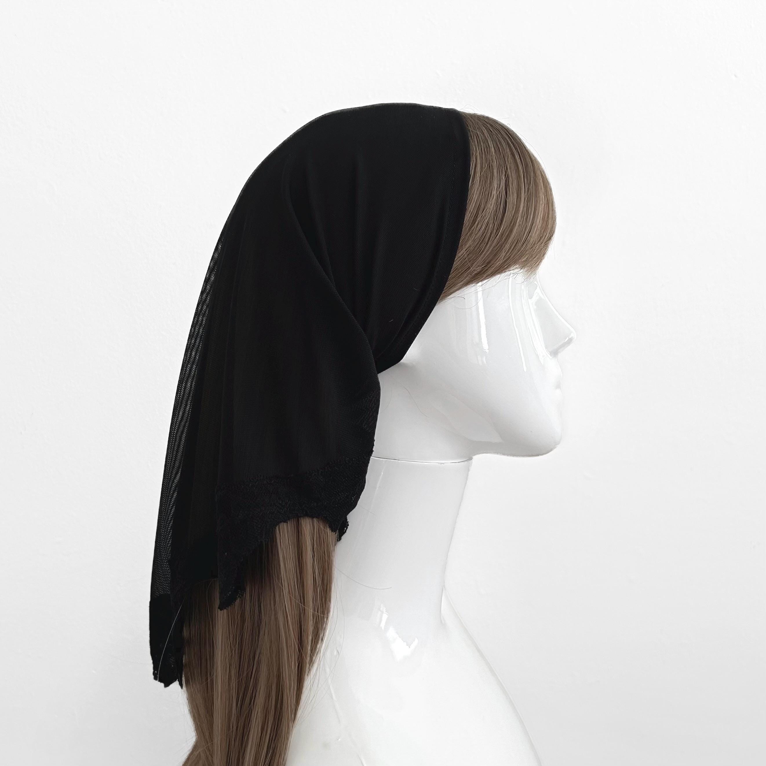 Elegant Black Mesh Hair Scarf meshscarfblackwrap_df00fbd3-  main image 4