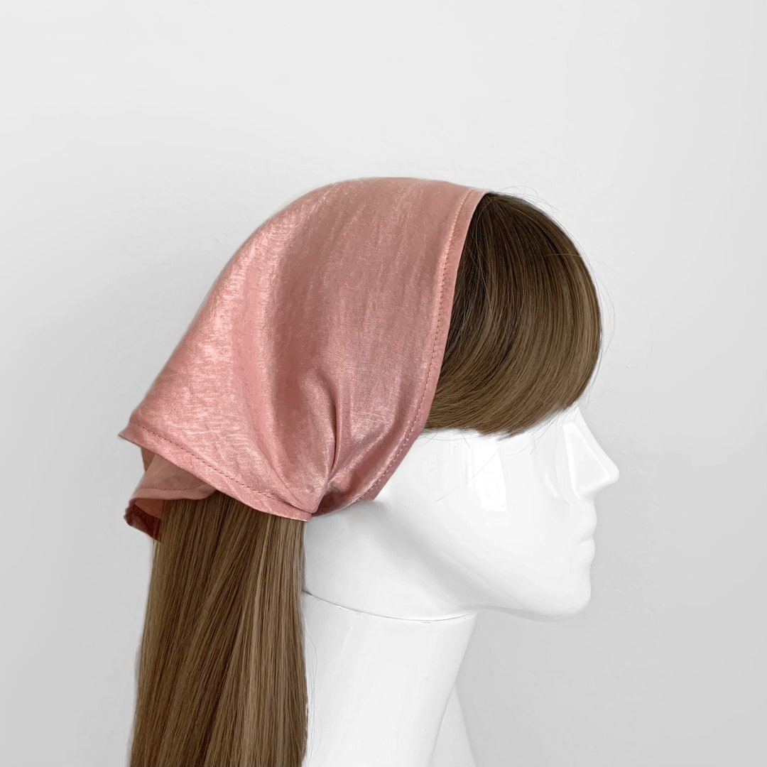 Silk Satin Triangle Head Scarf Elastic Headband, Hair Bandana, Hair Scarf, Kercheif, Hair Scarf