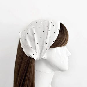 White and Black Stars Wide Headband - Hair Scarf, Bandanas, Hairbands for Women - Headwear, Hair Wrap, Head Band, Minimalist - Lightweight