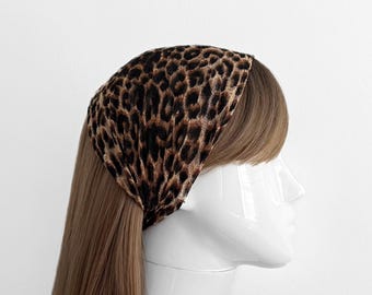 Leopard Cheetah Lace Wide Headband - Lace Hair Scarf, Bandanas, Hairbands for Women - Headwear, Hair Wrap, Head Band - Lightweight, Animal
