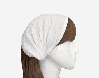 Organic Cotton Gauze Wide Headband – Lightweight, Boho, Hair Wrap, Minimalist, Women's Hair Accessory