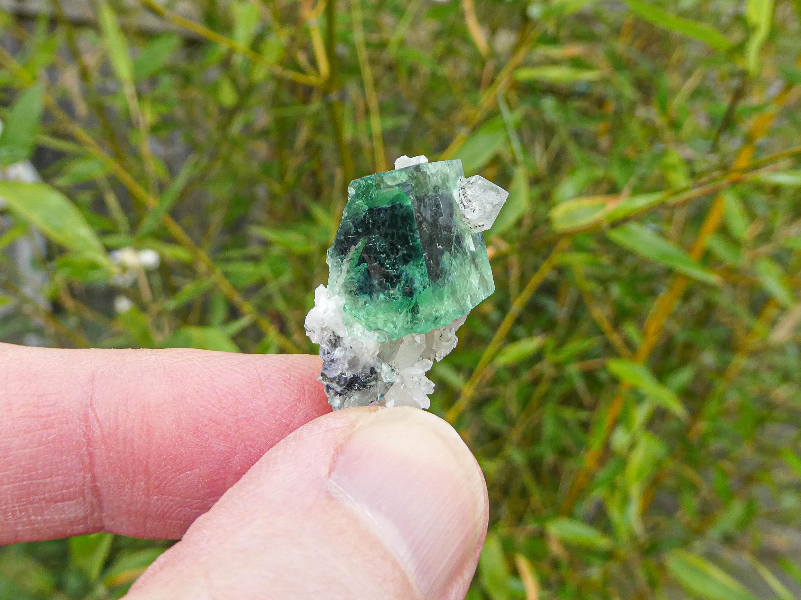 緑色の石英に蛍石 緑色の石英に蛍石 天才の石」グリーンフローライト（蛍石）原石 |