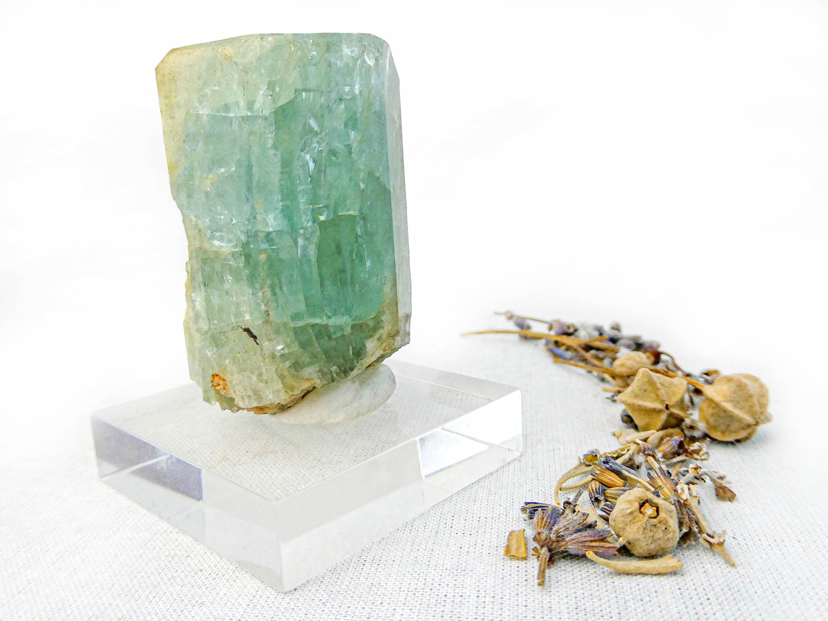 ナミビア産アクアマリン結晶標本：ブルーベリル原石、エロンゴ山脈