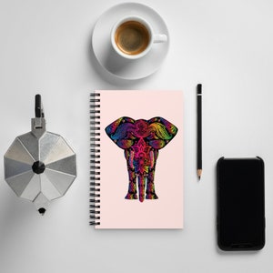 Elephant Mandala Design Spiral notebook, 140 pages, 5.5 x 8.5 inches US or outside US 14.5 x 21 cm, dotted not lined