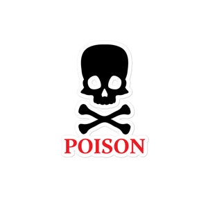 Poison Safety Skull and Crossbones Autocollants sans bulles, 3 tailles, vinyle durable, autocollant Danger