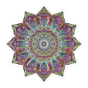 Mandala Sticker, Psychedelic Rainbow Mandala, Bubble-free stickers