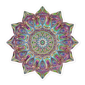 Mandala Sticker, Psychedelic Rainbow Mandala, Bubble-free stickers