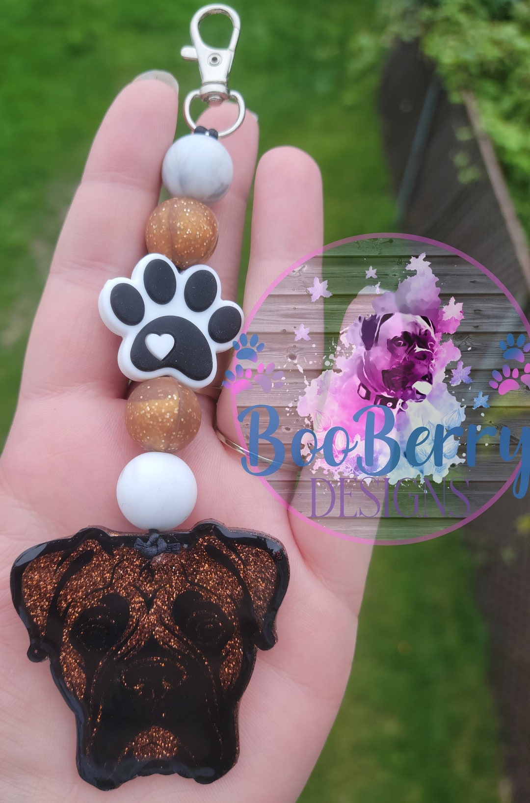 Boxer Custom Bubblegum Bead Keychain Etsy