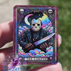 Jason Horror Tarotkaart Epoxy Badge Reel, sleutelhanger, telefoongreep, paperclipbladwijzer of magneet